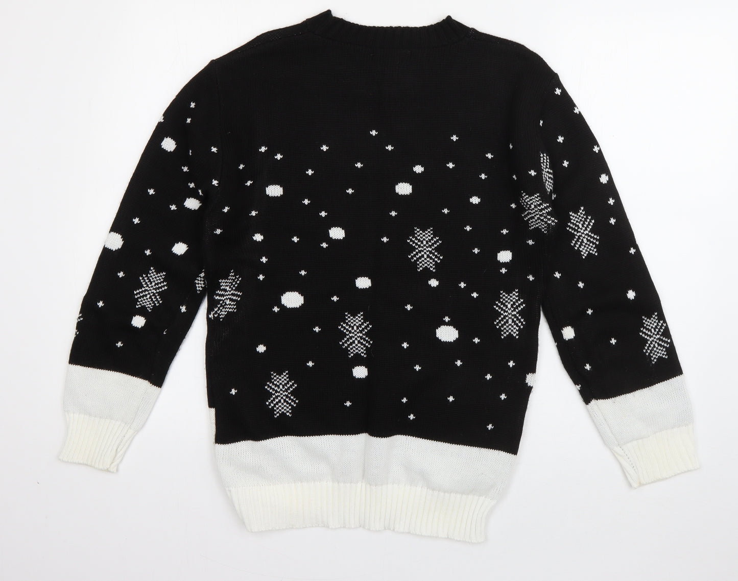Alessandra Saroshi Mens Black Crew Neck  Acrylic Pullover Jumper Size M   - Rudolph