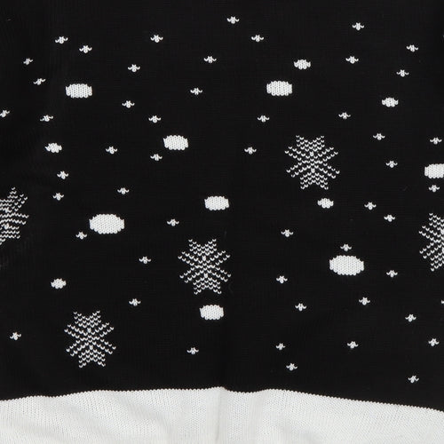 Alessandra Saroshi Mens Black Crew Neck  Acrylic Pullover Jumper Size M   - Rudolph