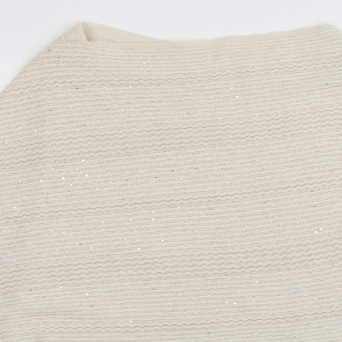 Matalan Womens Ivory Boat Neck  Acrylic Pullover Jumper One Size