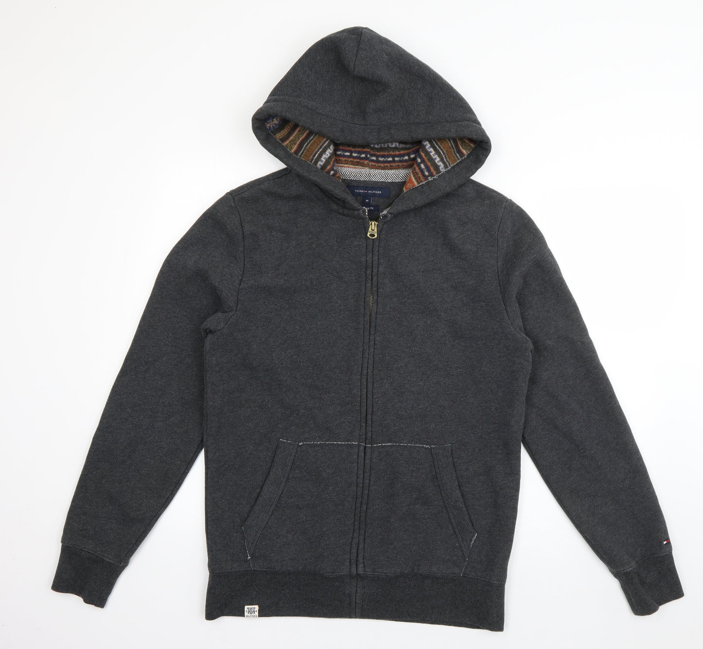 Tommy Hilfiger Mens Grey  Cotton Full Zip Hoodie Size M
