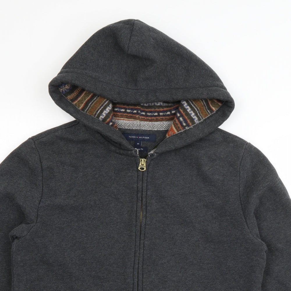 Tommy Hilfiger Mens Grey  Cotton Full Zip Hoodie Size M