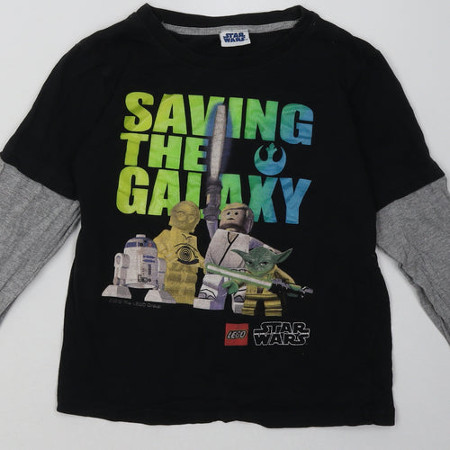 Preworn Boys Black  Cotton Basic Casual Size 7-8 Years Crew Neck Pullover - Star Wars