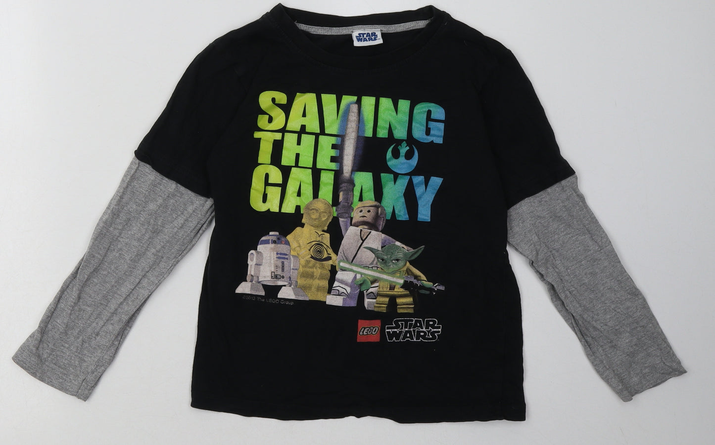 Preworn Boys Black  Cotton Basic Casual Size 7-8 Years Crew Neck Pullover - Star Wars