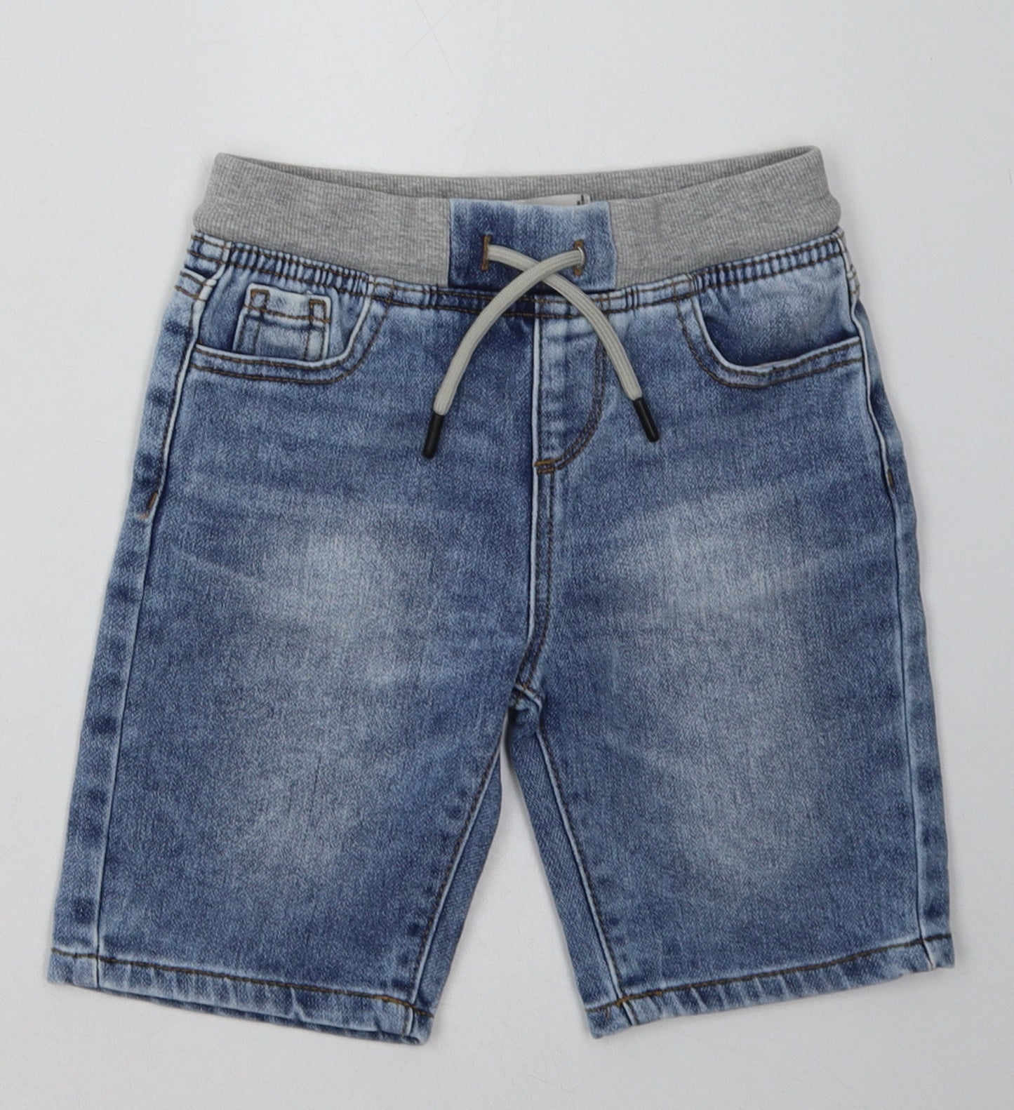 Primark Boys Blue  Cotton Bermuda Shorts Size 5-6 Years  Regular Tie