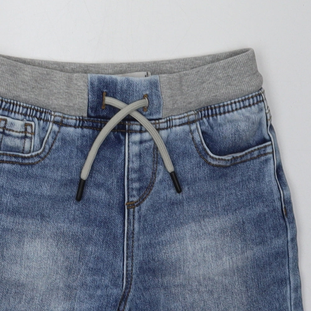 Primark Boys Blue  Cotton Bermuda Shorts Size 5-6 Years  Regular Tie
