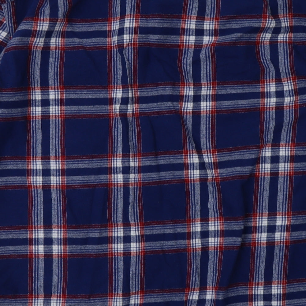 Superdry Mens Blue Check Cotton  Button-Up Size 2XL Collared Button