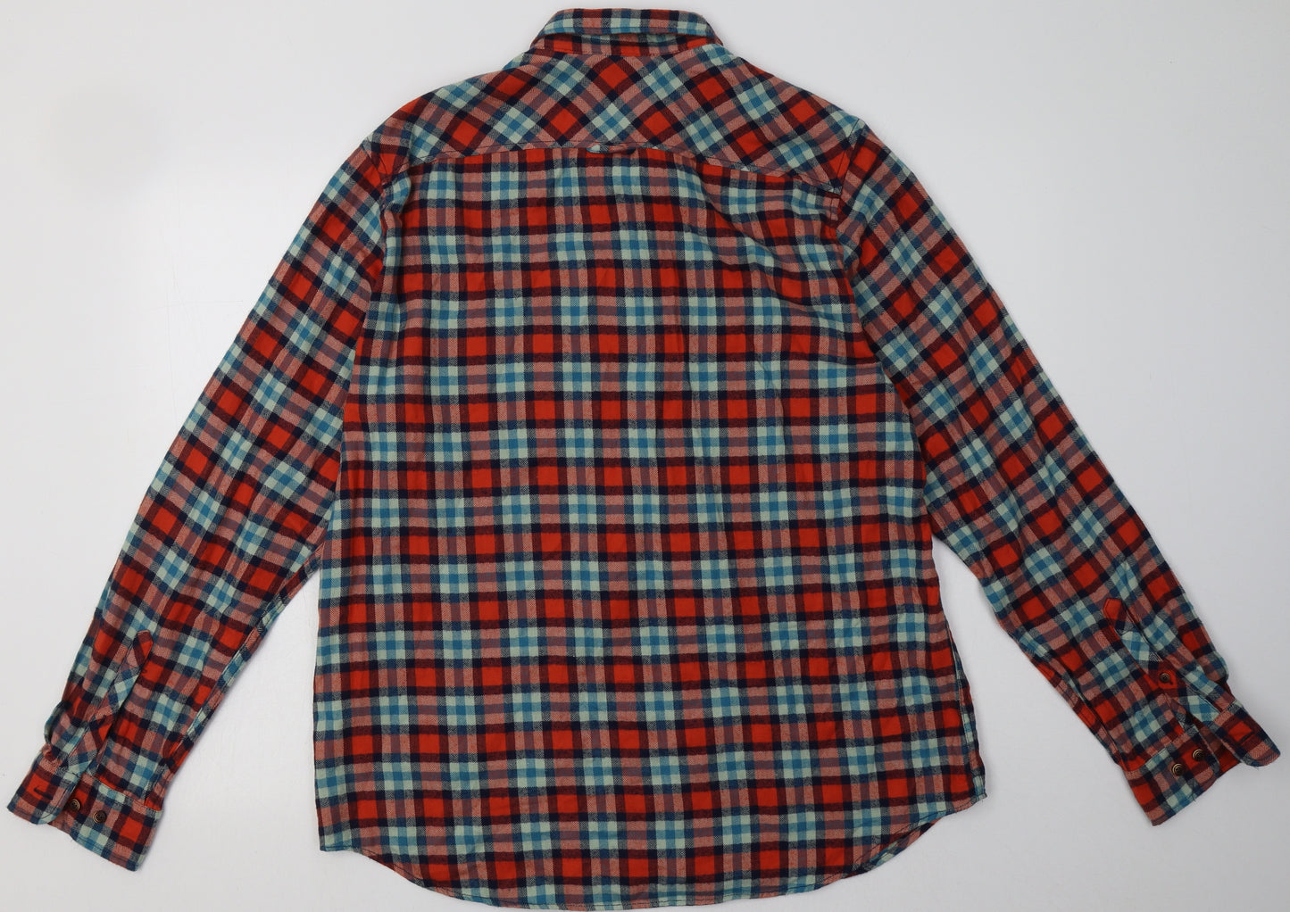Superdry Mens Orange Check Cotton  Button-Up Size 2XL Collared Button