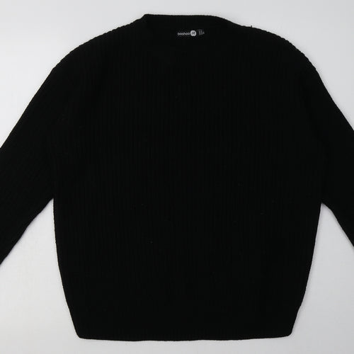 Boohoo Womens Black  Acrylic Pullover Sweatshirt Size 14  Pullover
