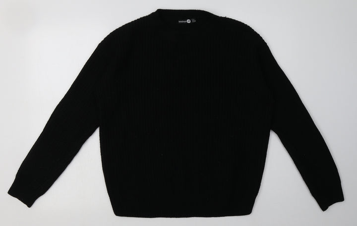 Boohoo Womens Black Acrylic Pullover Sweatshirt Size 14 Pullover