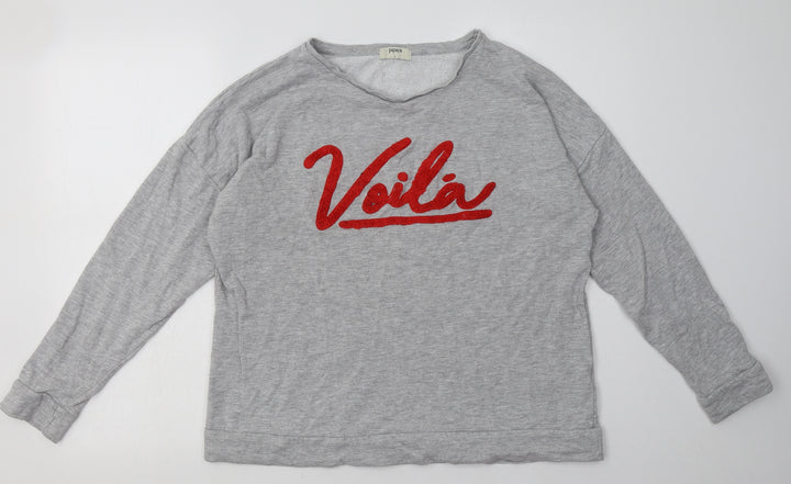 Matalan Womens Grey Cotton Pullover Sweatshirt Size L Pullover - voila