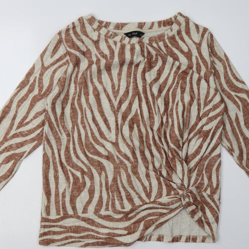 F&F Womens Brown Animal Print Viscose Pullover Sweatshirt Size 14  Pullover