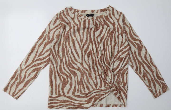 F&F Womens Brown Animal Print Viscose Pullover Sweatshirt Size 14  Pullover