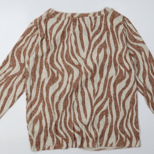 F&F Womens Brown Animal Print Viscose Pullover Sweatshirt Size 14  Pullover