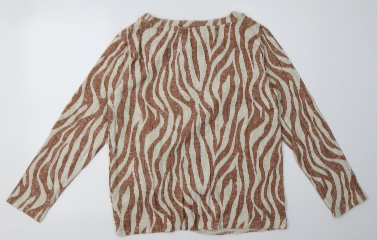 F&F Womens Brown Animal Print Viscose Pullover Sweatshirt Size 14  Pullover
