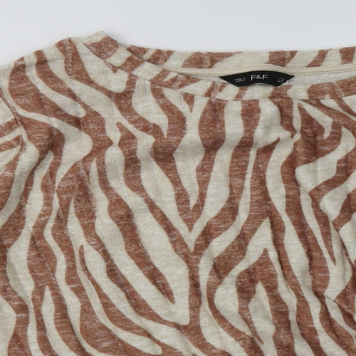 F&F Womens Brown Animal Print Viscose Pullover Sweatshirt Size 14  Pullover