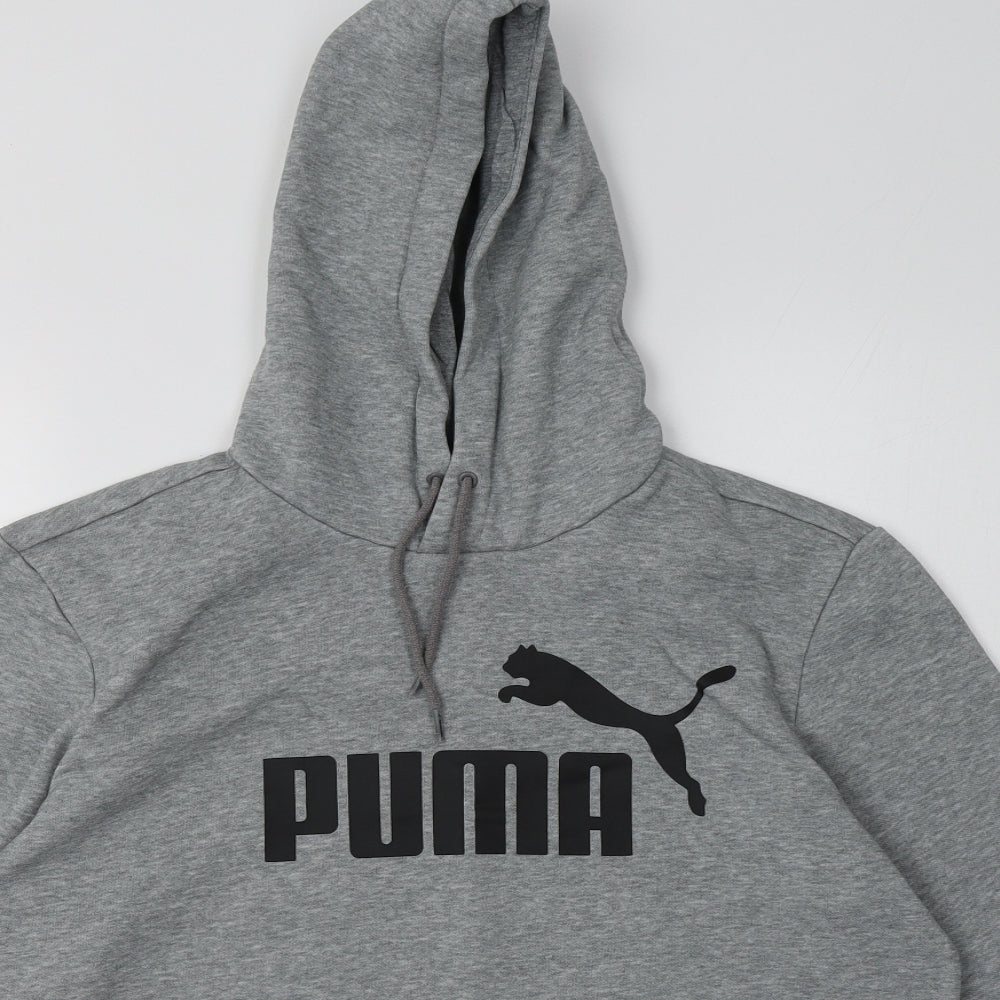 PUMA Mens Grey  Cotton Pullover Hoodie Size S
