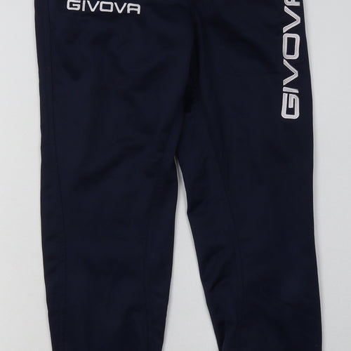 Givova Mens Blue  Polyester Jogger Trousers Size XS L28 in Regular