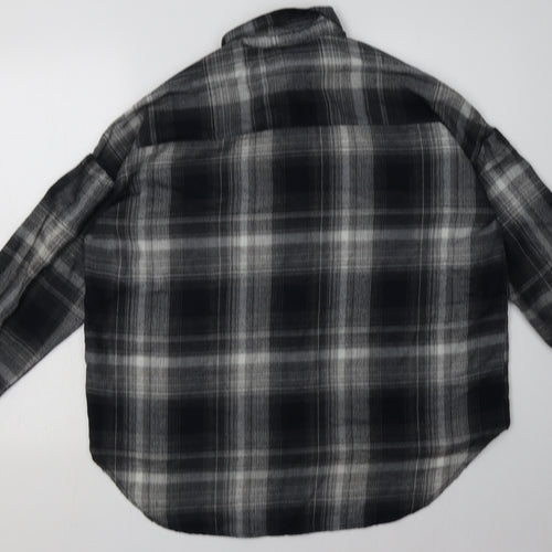Primark Womens Grey Check Polyester Basic Button-Up Size 6 Collared