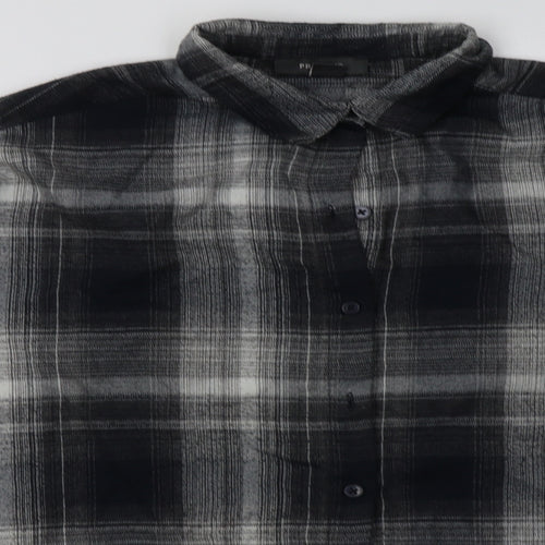 Primark Womens Grey Check Polyester Basic Button-Up Size 6 Collared