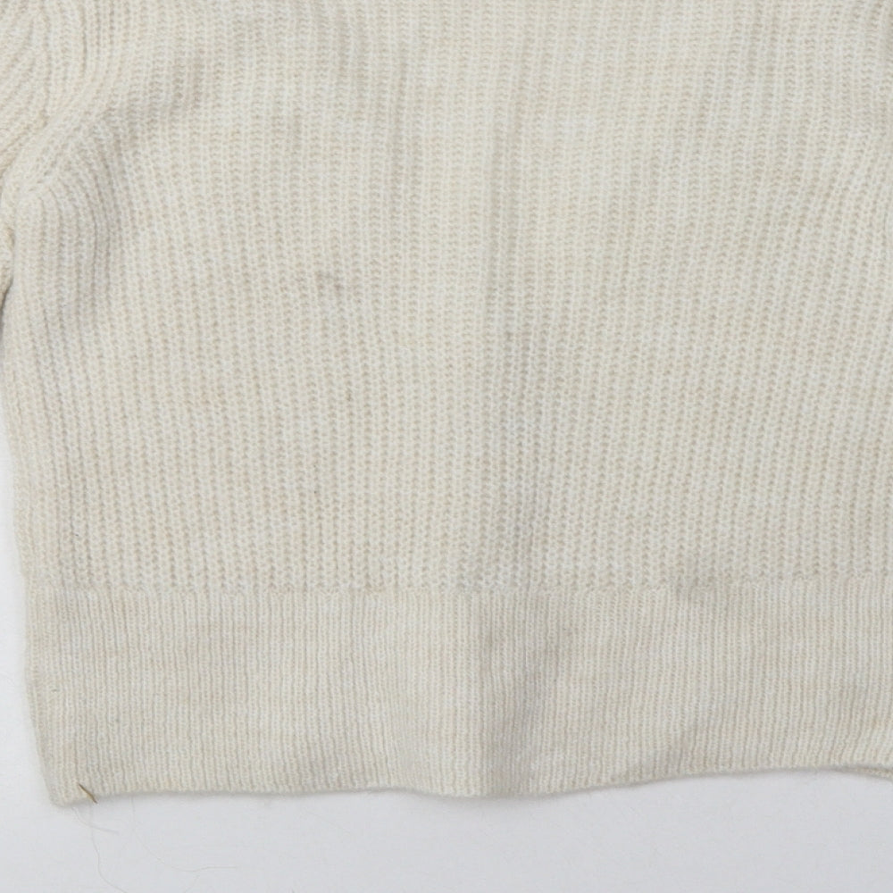 George Womens White V-Neck  Acrylic Cardigan Jumper Size 10