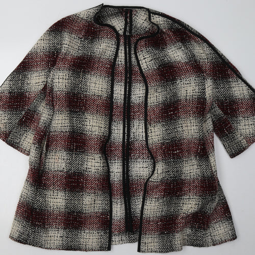 ASOS Womens Red V-Neck Check Acrylic Cardigan Jumper Size 8