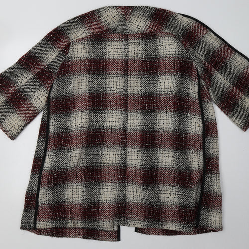 ASOS Womens Red V-Neck Check Acrylic Cardigan Jumper Size 8