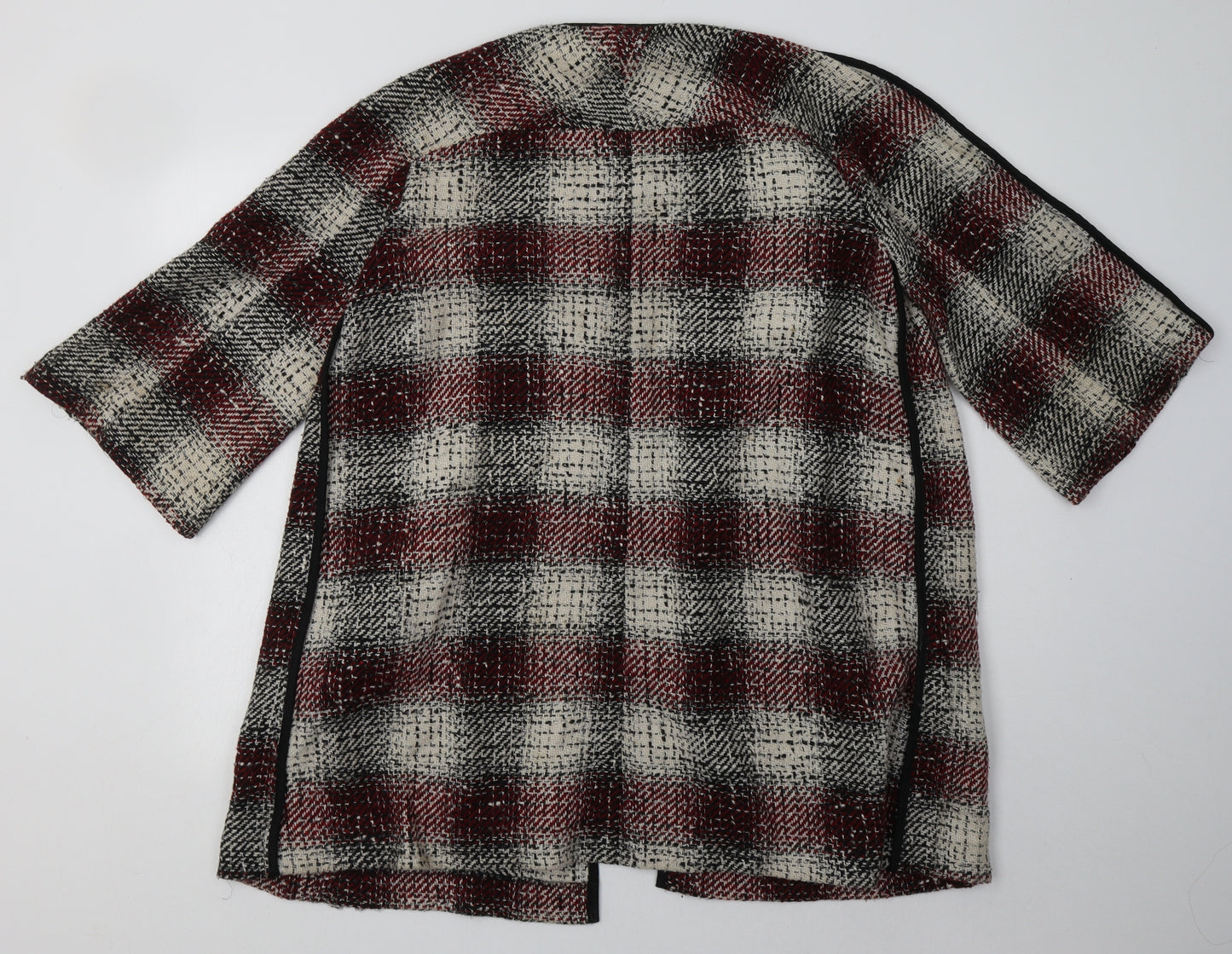 ASOS Womens Red V-Neck Check Acrylic Cardigan Jumper Size 8