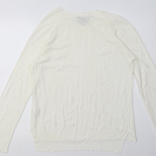 Primark Womens White  Acrylic Pullover Sweatshirt Size 16  Pullover