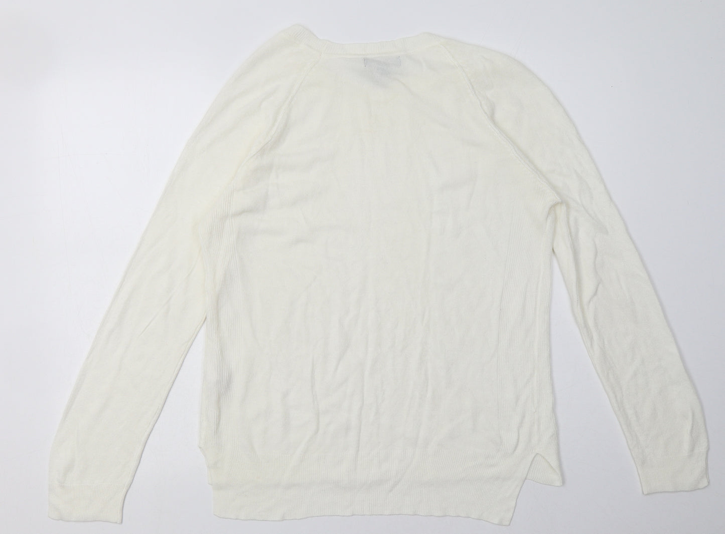 Primark Womens White  Acrylic Pullover Sweatshirt Size 16  Pullover