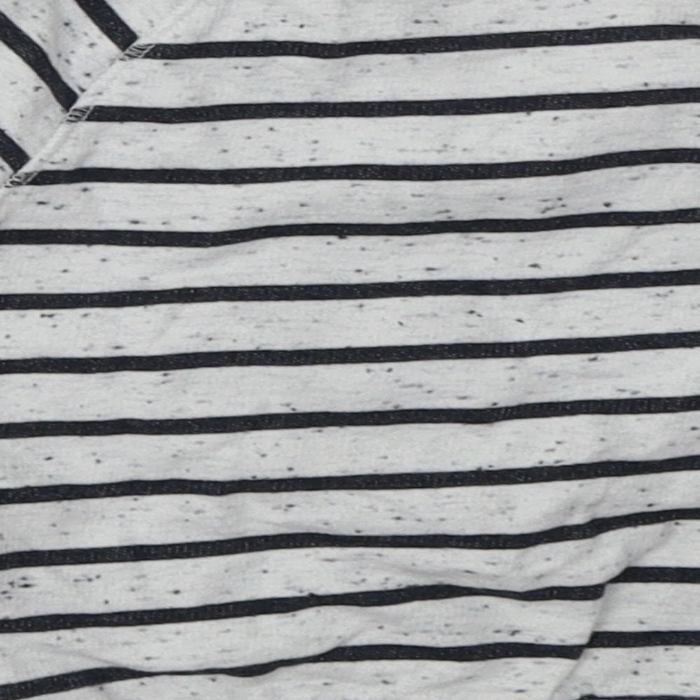 NEXT Girls Grey Striped Cotton Basic Casual Size 6-9 Months Crew Neck Pullover - Cat
