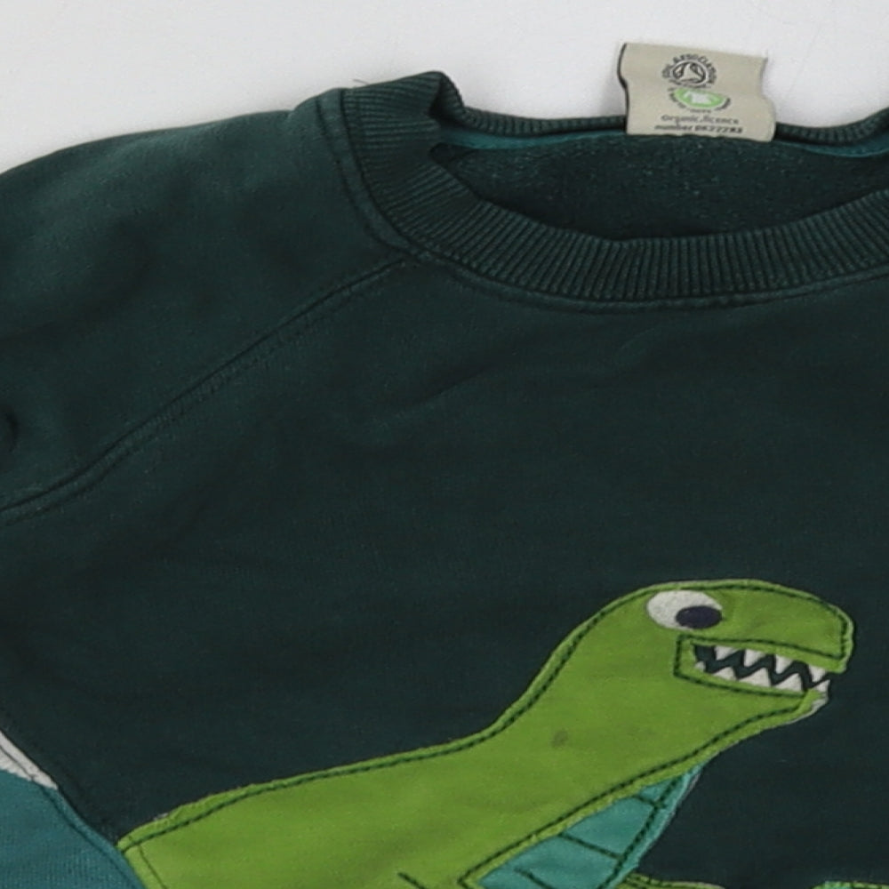 Frugi Boys Green Animal Print Cotton Pullover Sweatshirt Size 2-3 Years  Pullover