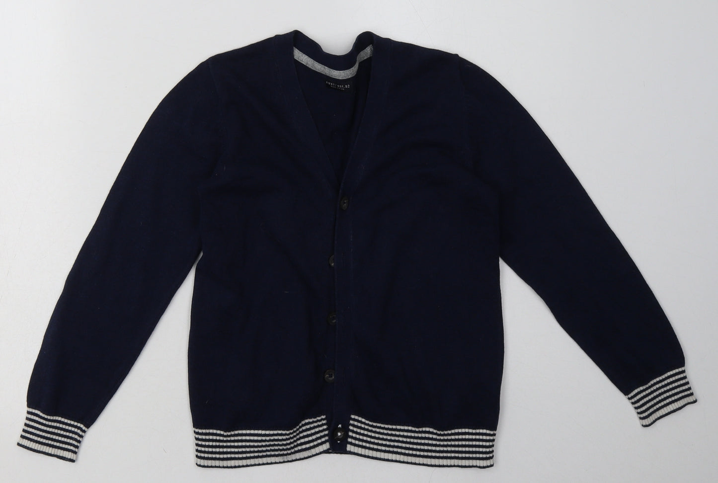 NEXT Girls Blue V-Neck  Cotton Cardigan Jumper Size 8 Years  Button