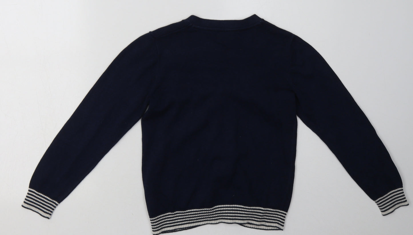 NEXT Girls Blue V-Neck  Cotton Cardigan Jumper Size 8 Years  Button