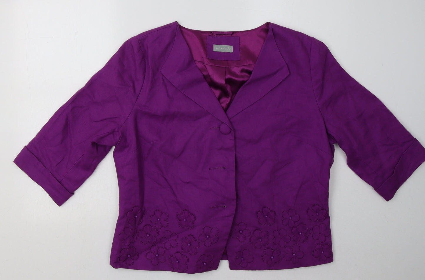 Marks and Spencer Womens Purple Floral  Jacket Blazer Size 18  Button