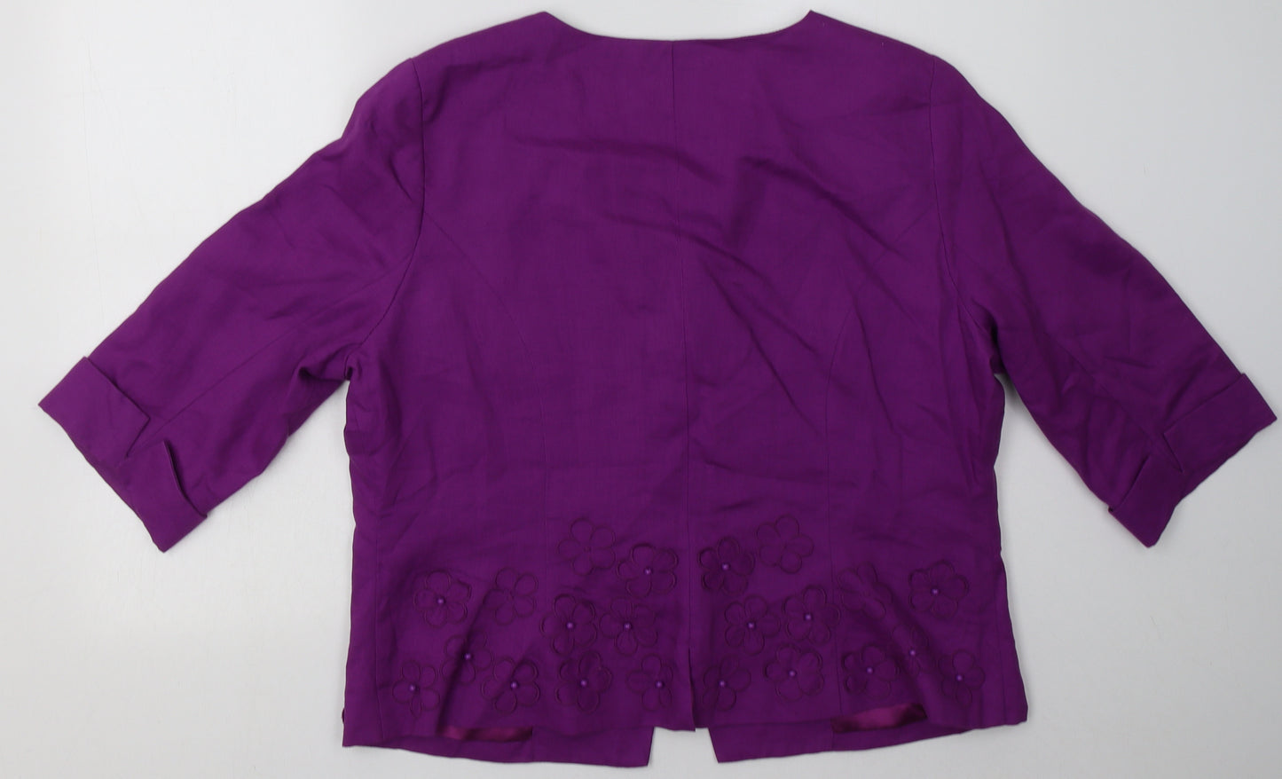Marks and Spencer Womens Purple Floral  Jacket Blazer Size 18  Button