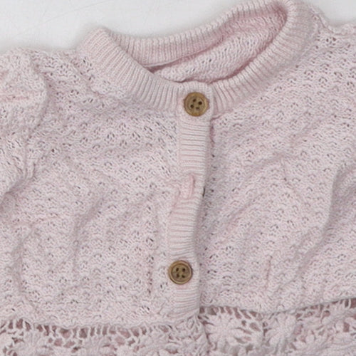 George Girls Pink  Cotton Cardigan Jumper Size 0-3 Months  Button