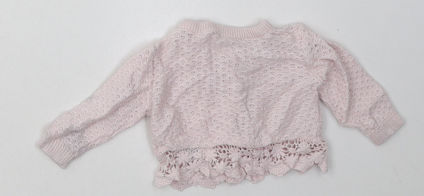 George Girls Pink  Cotton Cardigan Jumper Size 0-3 Months  Button