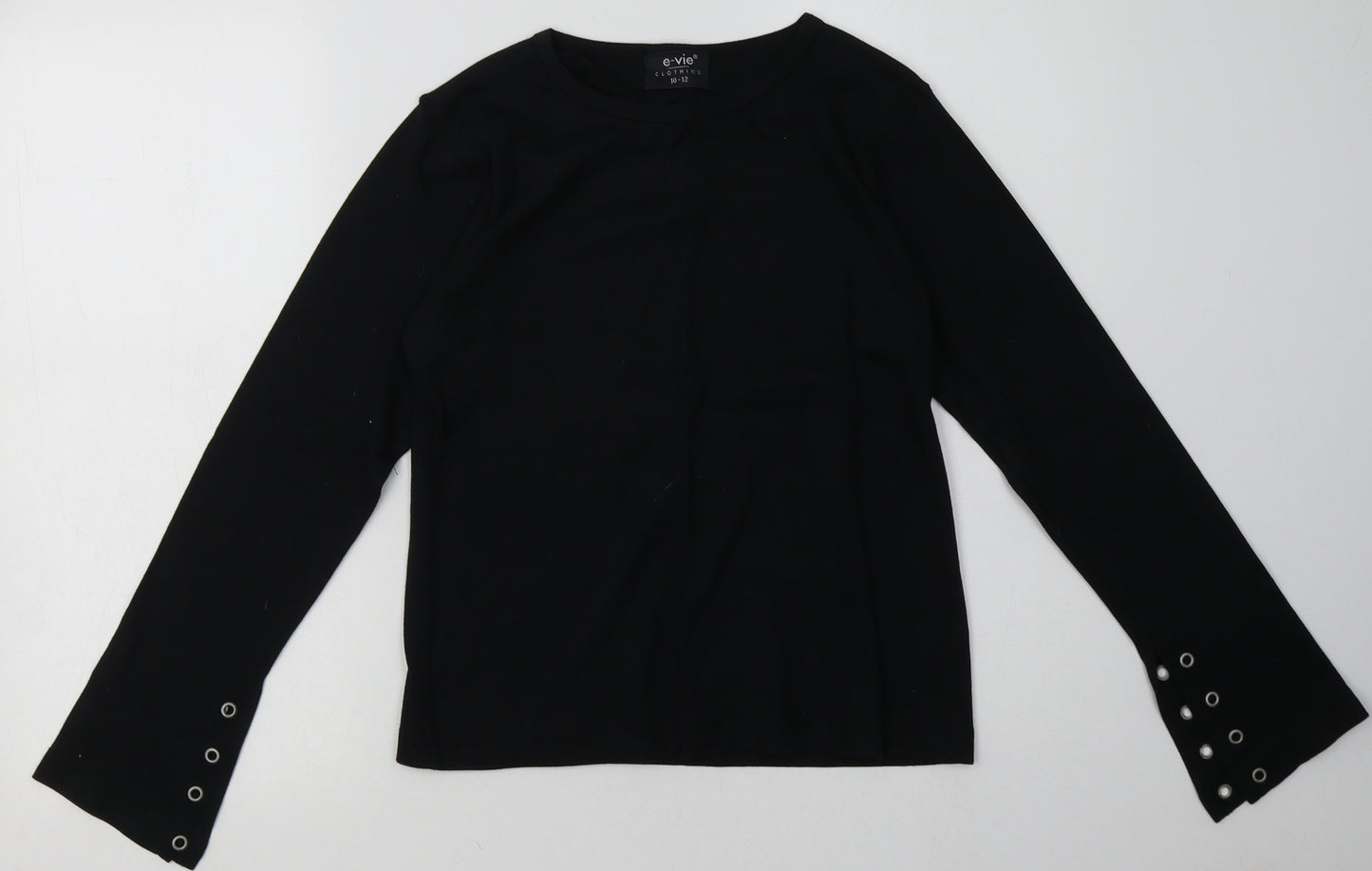 evie Womens Black  Cotton Pullover Sweatshirt Size 10  Pullover
