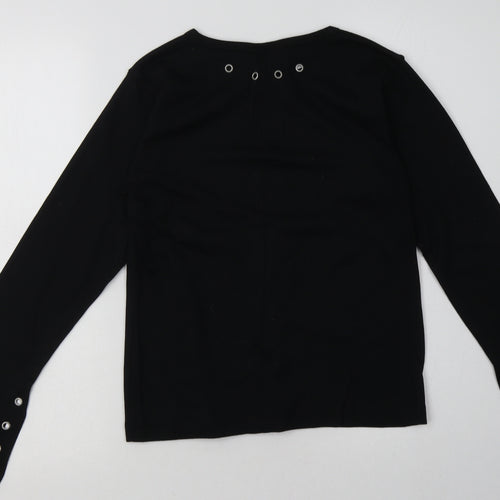 evie Womens Black  Cotton Pullover Sweatshirt Size 10  Pullover