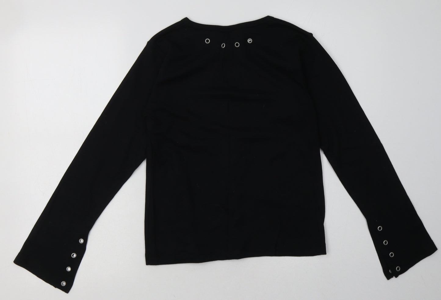 evie Womens Black  Cotton Pullover Sweatshirt Size 10  Pullover