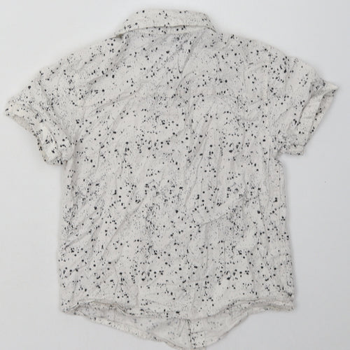 Primark Boys White Geometric Cotton Basic Button-Up Size 6-7 Years Collared Button