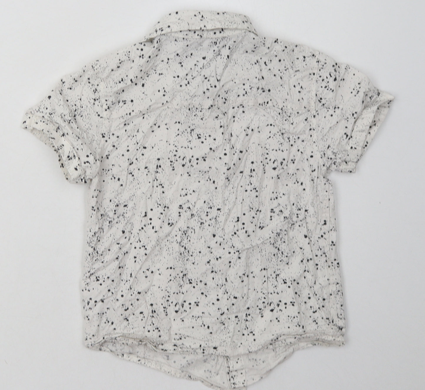 Primark Boys White Geometric Cotton Basic Button-Up Size 6-7 Years Collared Button