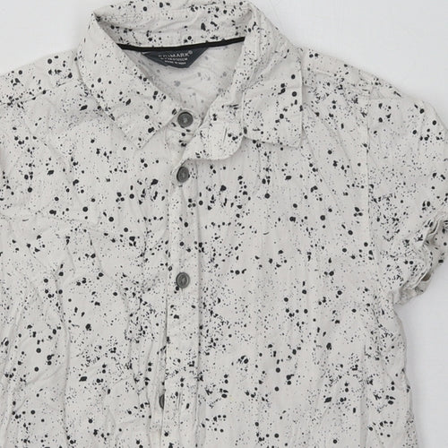 Primark Boys White Geometric Cotton Basic Button-Up Size 6-7 Years Collared Button
