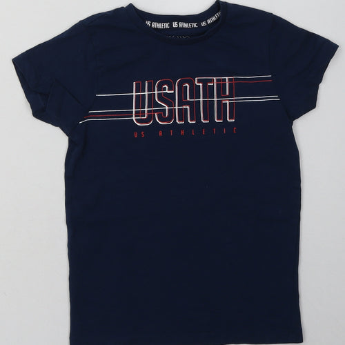 Matalan Boys Blue  Cotton Basic T-Shirt Size 6 Years Crew Neck Pullover