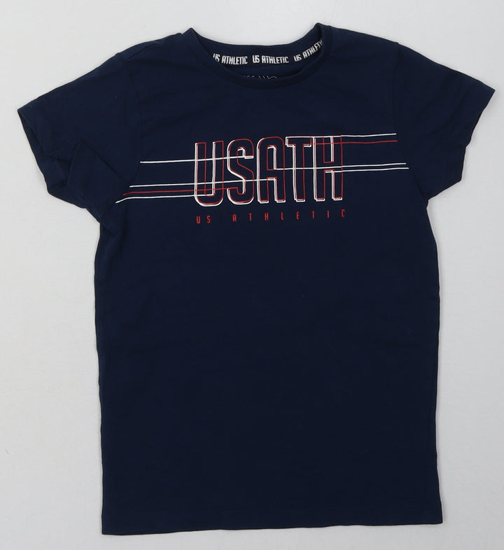 Matalan Boys Blue  Cotton Basic T-Shirt Size 6 Years Crew Neck Pullover
