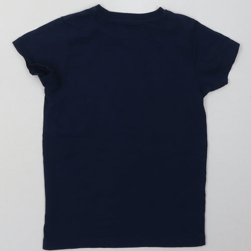 Matalan Boys Blue  Cotton Basic T-Shirt Size 6 Years Crew Neck Pullover