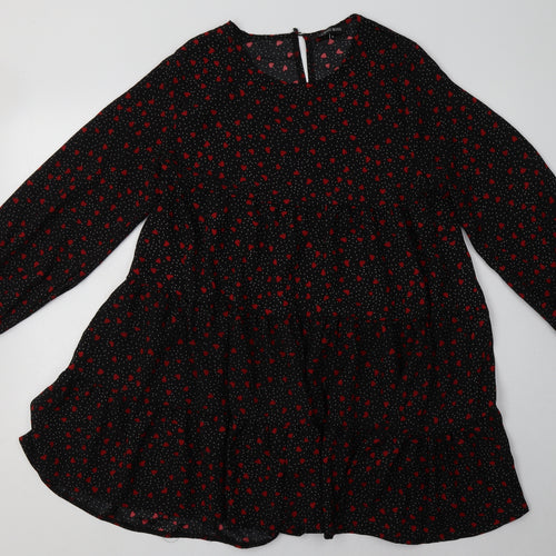 Cameo Rose Womens Pink Geometric Polyester A-Line  Size S  Crew Neck Button - Heart Print