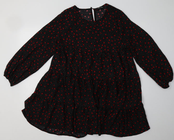 Cameo Rose Womens Pink Geometric Polyester A-Line Size S Crew Neck Button - Heart Print