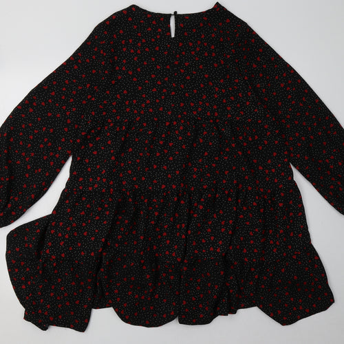 Cameo Rose Womens Pink Geometric Polyester A-Line  Size S  Crew Neck Button - Heart Print