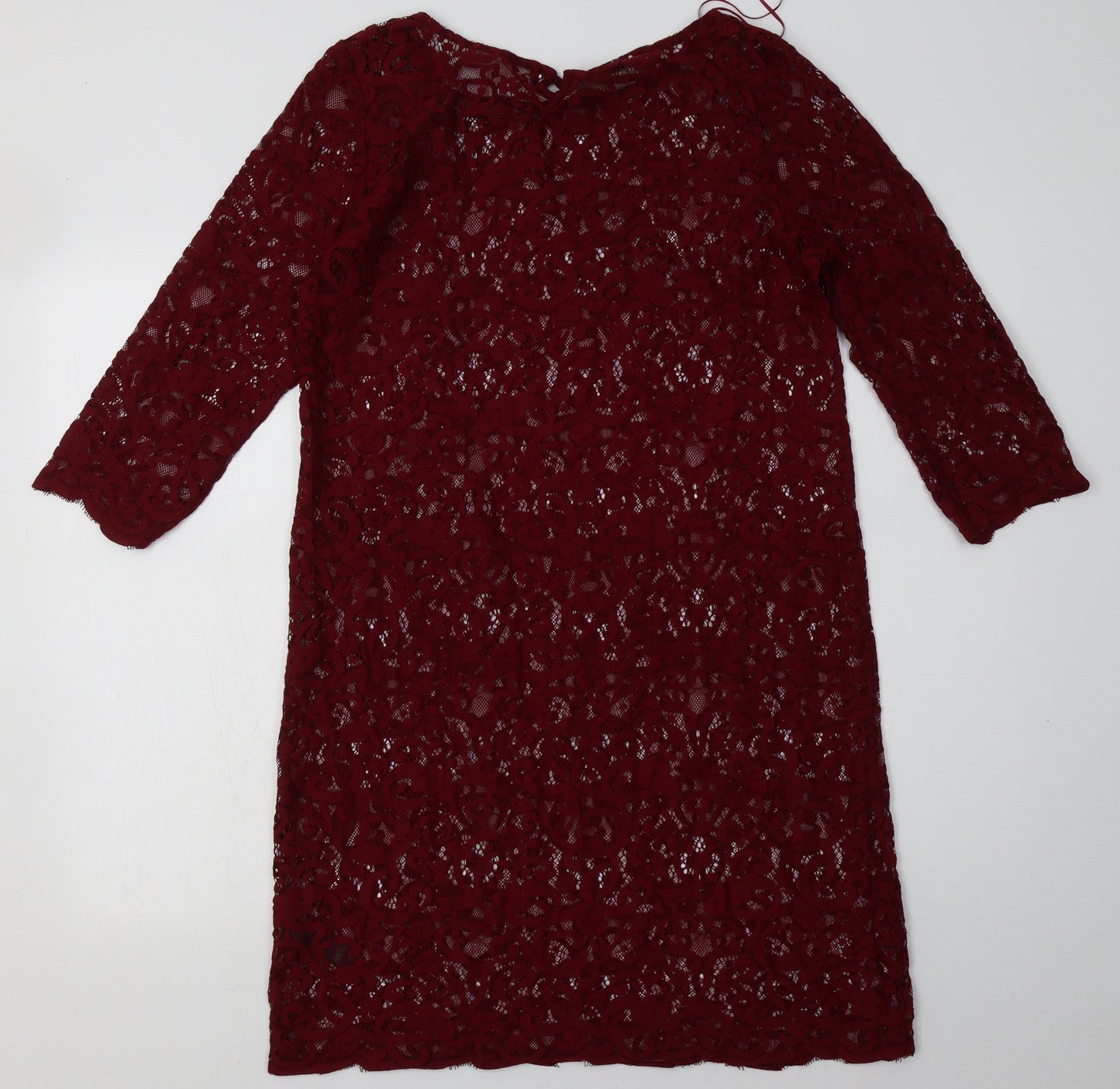 Monsoon Womens Red Geometric Nylon A-Line  Size 12  Crew Neck Pullover